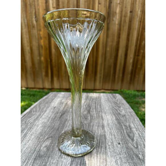 Antique 1920's New Martinsville Heavy Glass 12" Shelf Riser or Trumpet Vase - Picture 5 of 5